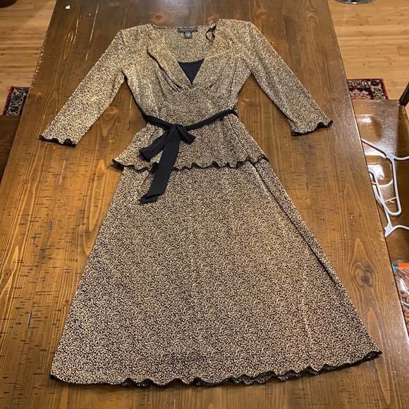 CONNECTED APPAREL BROWN BELTED MIDI DRESS - Picture 2 of 13